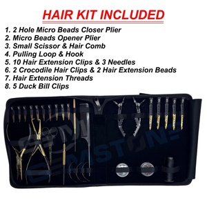 Professional Hair Extension Tool Kit with Micro Bead Pliers 7 inch Hair Extension Clips <b>Needles</b> Thread Comb & Storage <b>Case</b> - Product Image 2