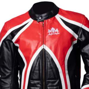 Veste en cuir pour homme inspirée de la moto, design à panneaux contrastés, fermeture éclair, coupe ajustée, veste décontractée tendance - Product Image 3
