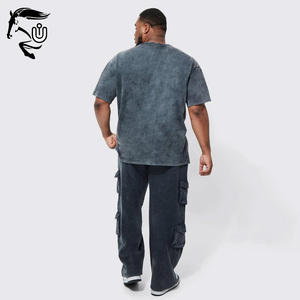 Vente chaude 100% coton lavé à l'acide tricoté T-Shirt uni blanc grande taille Streetwear pour Fitness prix de gros - Product Image 6