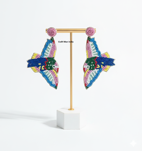 Nouvelles boucles d'oreilles en perles de riz tressées à la main pour l'été, boucles d'oreilles vintage en perles colorées, boucles d'oreilles tendance en perles de graines - Product Image 5