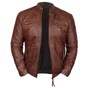Best Price Custom Men's Fashion Solid Color Stand Collar Leather <b>Jacket</b> Plus Size Winter <b>Canvas</b> <b>Jacket</b> OEM Manufacture - Product Image 2