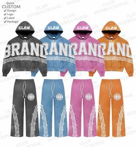 Chándal unisex personalizado, conjunto de pantalones de chándal y Sudadera con capucha, chándal liso de gran tamaño con forro polar 500 Gsm, chándales holgados para hombre - Product Image 1