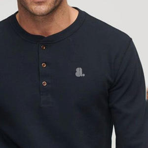 2026 <b>Men</b> Casual <b>Long</b> <b>Sleeve</b> <b>Henley</b> T Shirt Blank Custom Logo Front Plus Size Breathable Slim Fit Cotton Bamboo Fiber - Product Image 3