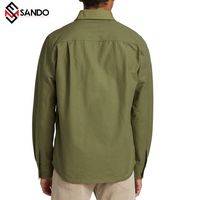 Camisa Casual Estilo Safari para Hombre, de Manga Larga, con Logotipo Personalizado, de Algodón Orgánico, Ecológica