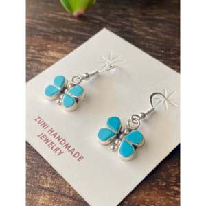 <strong>Swain</strong> Charlie Charlie Turquoise &amp; Sterling Silver Drop Earrings with Diamond Religious Style Butterfly Dangle for Wedding &amp; Gift - Product Image 4