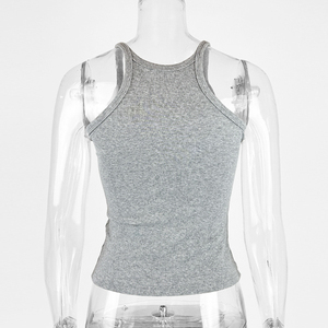 Débardeur côtelé noir blanc pour femmes 95% coton 5% Spandex Camisole sans manches imprimé sur mesure Débardeur femme de qualité supérieure - Product Image 5