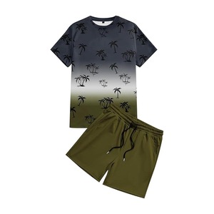 Mode été respirant deux pièces survêtement hommes haute qualité t-shirts ensembles hommes décontracté shorts ensembles - Product Image 5