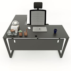 SFTC003 - Bureau d'angle en bois et caoutchouc minimaliste en forme de L avec pieds en acier, design équilibré - Product Image 2