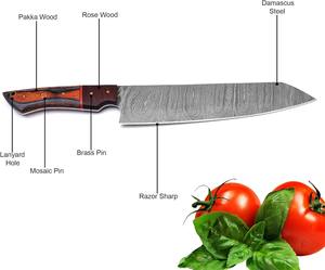 Juego de Cuchillos de Chef de Cinco Piezas de Acero de Damasco Nordic Forge, Mangos de Madera Pakka, Diseño Ambidiestro, Hojas Recubiertas, Hecho a Mano, Profesional - Product Image 2