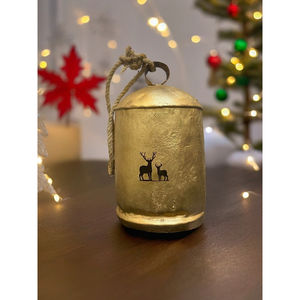 Triangle forme maison décorative métal laiton fait décoration de noël cloche fournitures avec poignée en cuir pour accessoires suspendus - Product Image 6