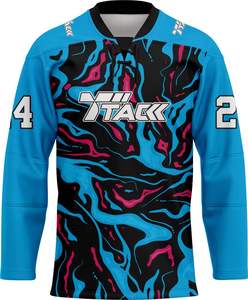 เสื้อเจอร์ซีย์ฮ็อกกี้น้ำแข็งทรงเข้ารูปเสื้อระเหิดสำหรับผู้เล่นเสื้อออกแบบโลโก้ทีมได้ตามต้องการ - Product Image 1