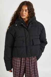 Veste d'hiver matelassée pour femme à col long à capuche en toile tricotée personnalisable écologique respirante 2024 - Product Image 4