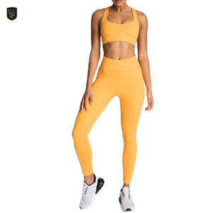 Ensemble de yoga pour femmes, respirant, matière élastique douce à l'avant, deux pièces, soutien-gorge de sport, leggings, yoga, gym, course à pied, vêtements de sport quotidiens - Product Image 1