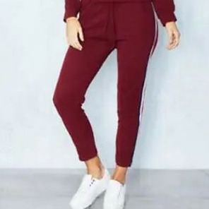 Pantalon de jogging en molleton français pour femme, coupe ajustée, avec logo personnalisé, style sport, gym, hip-hop, poids lourd, rayé - Product Image 4