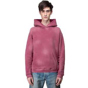 Custom Vintage <b>Red</b> French Terry Oversized Cotton Blank Men's <b>Hoodies</b> Sweatshirts Acid Washed Distressed basics Zipper <b>Hoodies</b> - Product Image 1