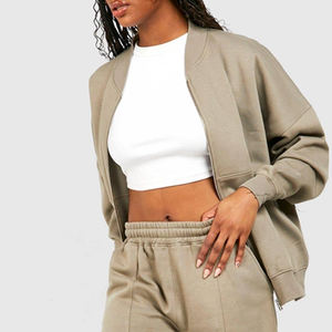 Ensemble de survêtement pour femme en deux pièces, sweat à capuche et pantalon ajustés à fermeture éclair, couleur unie, design tendance de haute qualité 2026 - Product Image 2