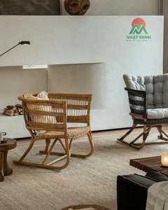 Japanese Style Solid Rattan Sofa, Adjustable Single Rattan Sofa for Classic Living Room, Rattan Armchair - Product Image 4