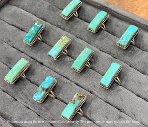Anillos de Turquesa Natural de Arizona Chapados en Plata de Ley 925 al por Mayor, Joyería Fina de Acero Hecha a Mano, Última Moda en Tendencia - Product Image 3