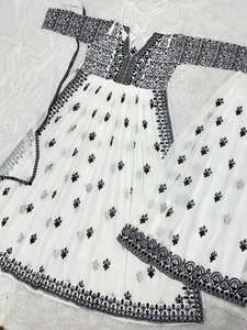 Nuevo diseñador Heavy Chinon Silk Fancy Top-Dupatta Totalmente cosido Sharara Estilo tradicional Ropa de fiesta Salwar Kameez Lanzamiento - Product Image 2