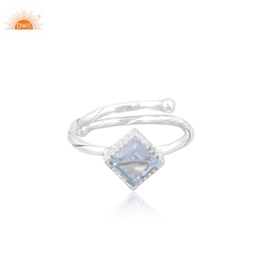 Attrayant bleu topaze pierre précieuse chaque jour belle bague empilable bague à la main fabricant de bijoux personnalisés - Product Image 2