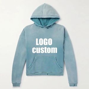 เสื้อสเวตเตอร์ผ้าฝ้ายโอเวอร์ไซส์ผู้ชายมีฮู้ดซักด้วยกรดสำหรับผู้ชายเทคนิคการปักย้อมสีพื้นสำหรับฤดูหนาวโลโก้ตามสั่ง - Product Image 1