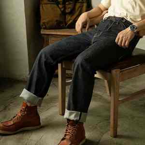 <b>High</b> <b>Waist</b> Raw Indigo Selvage Unwashed <b>Jeans</b> Pants Breathable plain dyed <b>with</b> Zipper Decorations Unsanforized Design - Product Image 3