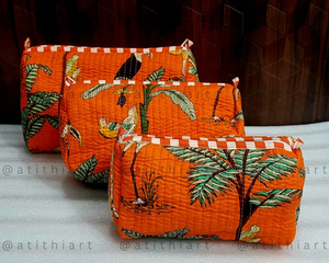 Sac de voyage pour femme en toile réutilisable écologique en gros, trousse de maquillage, imprimés animaliers, matelassé, fermeture éclair, cosmétique personnalisée - Product Image 3