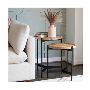 ชุดโต๊ะทำรังโลหะด้านบนเรียบแบบมินิมอลและกรอบที่แข็งแรงออกแบบมาสำหรับการตกแต่งภายในบ้านแบบทันสมัย - Product Image 1