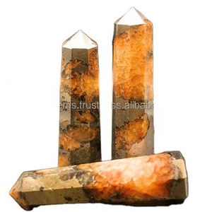 Point de guérisseur doré en cristal naturel de pyrite de haute qualité pour la guérison et la méditation Reiki sculpté Lions Gate Quartz Tower Style-Love - Product Image 6