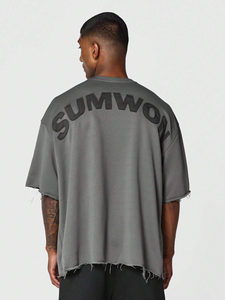 Camiseta de Verano al por Mayor con Logotipo Personalizado, Manga Corta, 100% Algodón, Alta Calidad, Hombros Caídos, Estilo Vintage para Hombre - Product Image 6