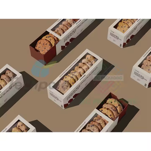 Nhà máy trực tiếp Crepe trượt hộp Khay bánh quà tặng bánh ngọt cupcake bánh rán Hot Dog giấy Bao bì hộp cookie với ngăn cửa sổ - Product Image 3