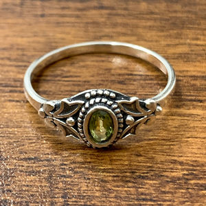 2.3 Grams Peridot Gemstone <b>Ring</b> Men's Statement Jewelry with Rhodium Plating for Everyday Wear and <b>Couples</b> - Product Image 1