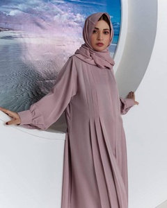 Nouvelle couleur unie fabricant pakistanais turquie dubaï modeste Abaya Cardigan doux crêpe ample longue Maxi traditionnel musulman - Product Image 4