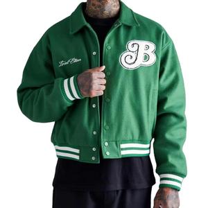 Men's Thick Canvas Varsity Jacket Stand Collar Front Logo Fleece <b>Lined</b> Letterman Bomber <b>Coat</b> for Winter Casual Outings Sports - Product Image 4