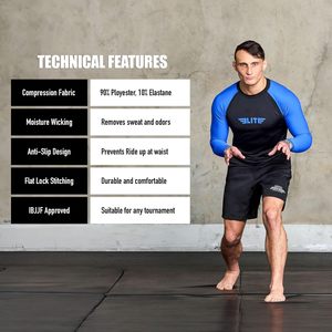 Jitsu BJJ rash GUARD ของผู้ชายเสื้อรัดรูปแขนยาวสำหรับฝึกกีฬา Nogi - Product Image 4
