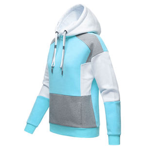 Sudadera informal de algodón con capucha para mujer Sudadera de manga larga Color Block Tech Fleece con bolsillo Bonito diseño con capucha - Product Image 5
