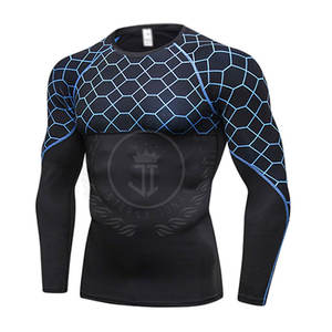 Vêtements de sport respirants et légers pour hommes, chemises de compression en tricot uni, écologiques, séchage rapide, spandex/polyester, manches longues - Product Image 1