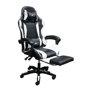 เก้าอี้เกมมิ่งปรับเอนได้ GC001 สำหรับใช้ในบ้าน สีดำขาว ลำโพงบลูทูธ ปรับระดับความสูงได้ 4D ขยายได้ ทนทาน ผลิตจากไนลอน โลหะ และ PU - Product Image 1