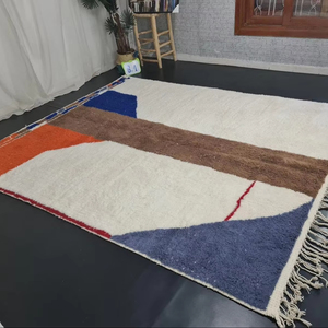 Tapis bleu et orange fait à la main berbère artistique Beniourain personnalisé marocain artistique abstrait berbère tapis pour salon OEM - Product Image 1