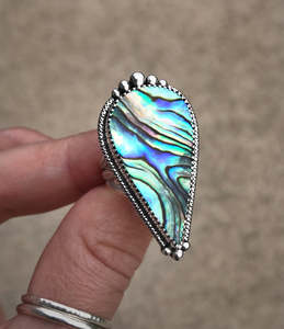 แหวนเปลือกหอยเป๋าฮื้อรูปลูกแพร์เงินสเตอร์ลิงทำด้วยมือ925เครื่องประดับแฟชั่นสำหรับงานแต่งงานหรือของขวัญ - Product Image 4