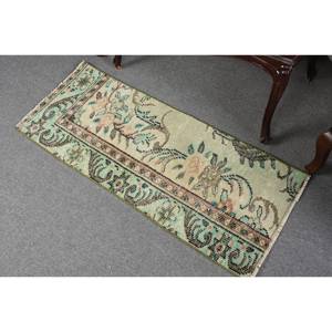 Tapis Vintage en Laine Turque 16x4ft Vert et Beige Patchwork Tissage Plat Support en Latex pour Décorations de Salon - Product Image 4