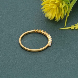 Popular Style IGI Certified VVS <b>Emerald</b> Lab Grown Diamond 14k Solid Gold Half Eternity Wedding <b>Band</b> <b>Ring</b> Fine Fashion Jewelry - Product Image 5