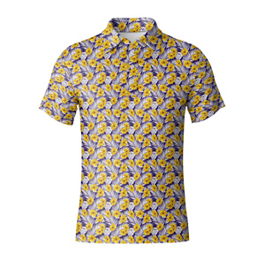 Camiseta de Golf para Hombre, Antiarrugas, de Jersey Sólido, en Poliéster/Spandex, Tejido Transpirable con Impresión Personalizada OEM - Product Image 3