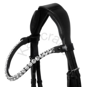 Brida de doma estilo Ophelia con banda para la nariz con manivela, banda para la frente de diamantes de imitación y tocado acolchado anatómico - Product Image 3