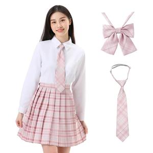 Uniforme scolaire à la mode filles manches longues t-shirt jupe plissée Shorts ensemble de vêtements Costumes soie coton de haute qualité - Product Image 6