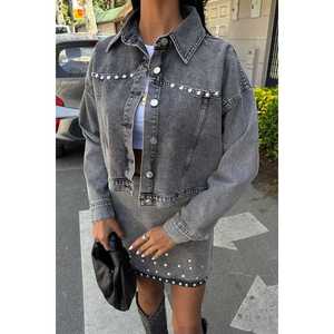 Top Corto de Mezclilla con Detalles de Piedras Nouvelle 9930, Moderno y Elegante - Product Image 6