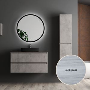 London Nordikflat-Tocador de baño de color Olmo 81x46x55,5 cm Base de lavabo con dos cajones de cierre suave - Product Image 4