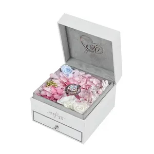 CRYSTOCRAFT Forever Roses Flower Jewelry Box Set Twin Stars Couple Pendants 316L Stainless Steel Necklace