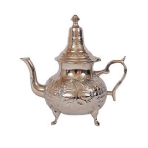 Théière de luxe artisanale en laiton pur martelé au design arabe turc avec cuillères en métal pour servir le thé et le café - Product Image 5