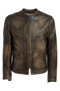 Chaqueta de Cuero para Hombre al por Mayor, Chaqueta de Cuero Genuino para Hombre, Manga Larga, Cierre de Alta Calidad - Product Image 3